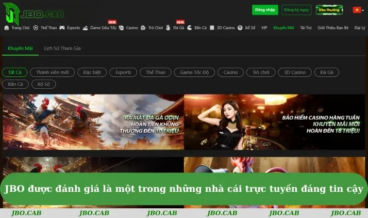 JBO được đánh giá là một trong những nhà cái trực tuyến đáng tin cậy