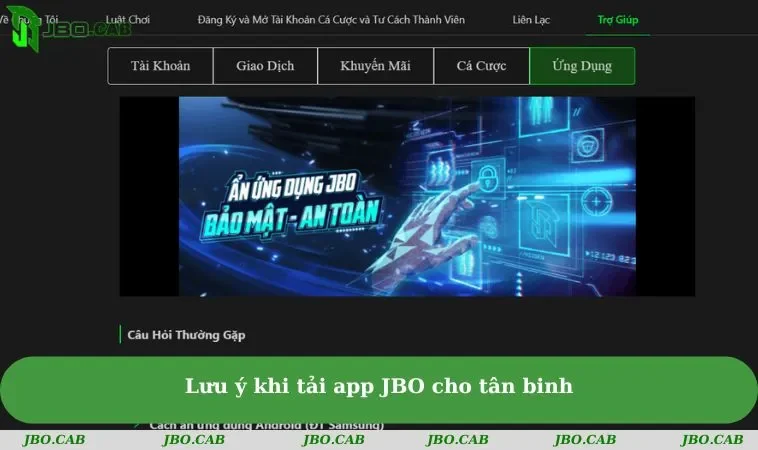luu y khi tai app jbo cho tan binh Lưu ý khi tải app JBO cho tân binh